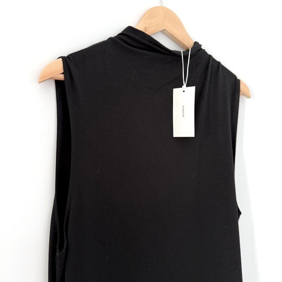 Vince black mock neck gathered waist sleeveless jersey midi dress - XL NWT - Picture 6 of 6